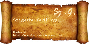 Szigethy György névjegykártya